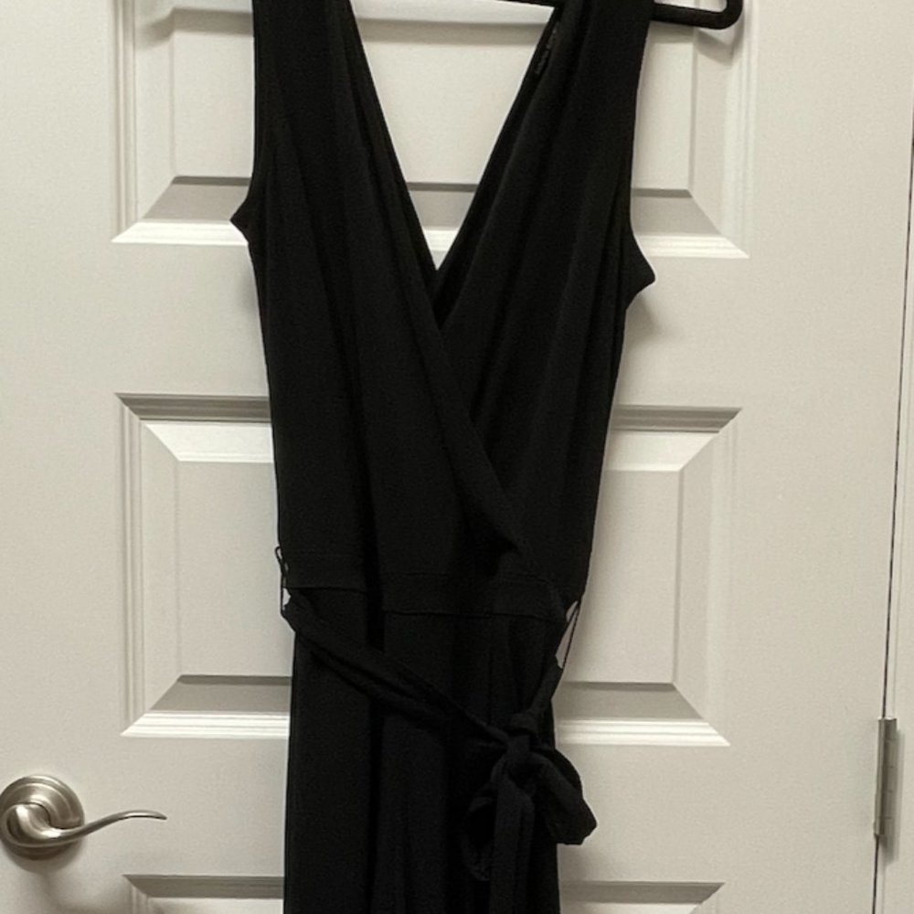 Banana Republic Black V-Neck Tie Jumpsuit